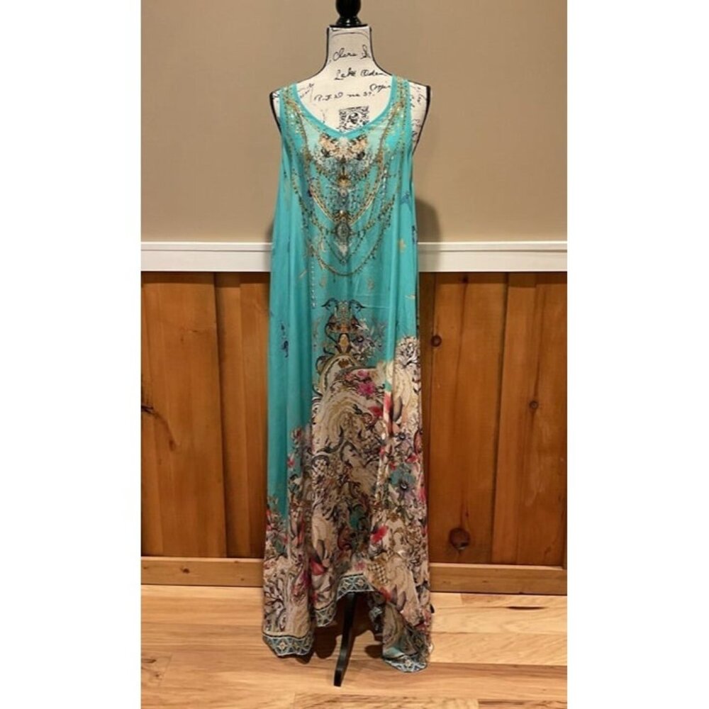 Camilla Embellished Silk Maxi Dress Racer Back XL